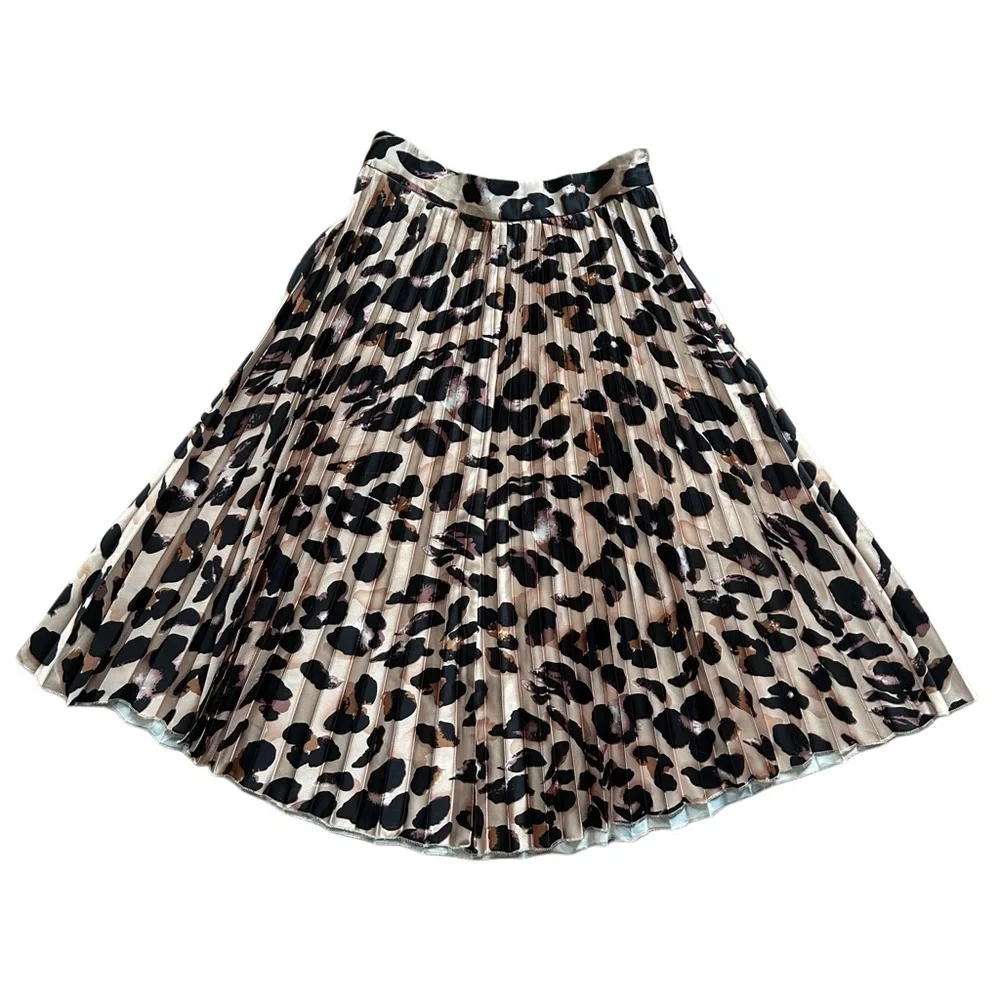 Shein Cheetah Print Pleated Skirt Size Small